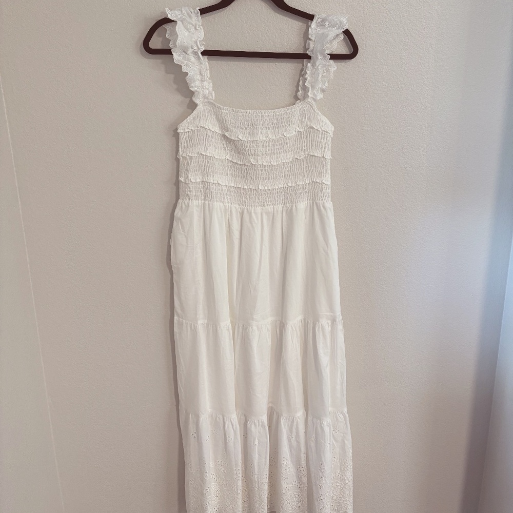 White Farmhouse Style Maxi Dress